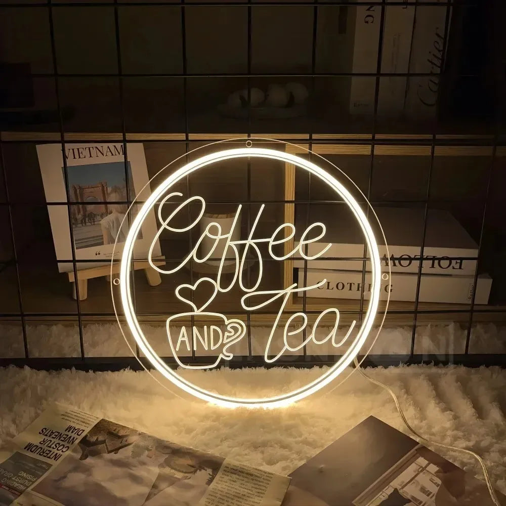 néon lumineux moderne coffee blanc bleu rouge jaune décoration intérieure professionnelle usb alimentée