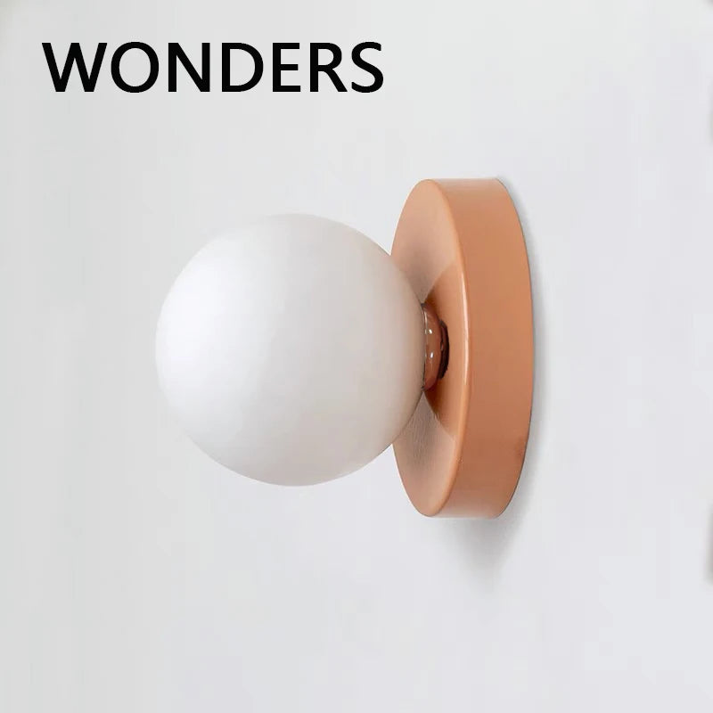 lampe murale moderne sphérique fer blanc rose vert beige rouge éclairage quotidien cuisine chambre