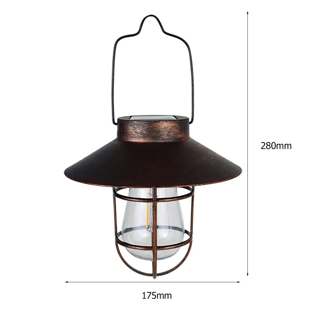 lanterne solaire vintage industrielle rustique verre transparent métal texturé annuel suspension planteoireextérieur jardin patio