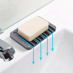 support savon adhésif silicone rayures horizontales gris blanc vert orange bleu moderne chambre bain