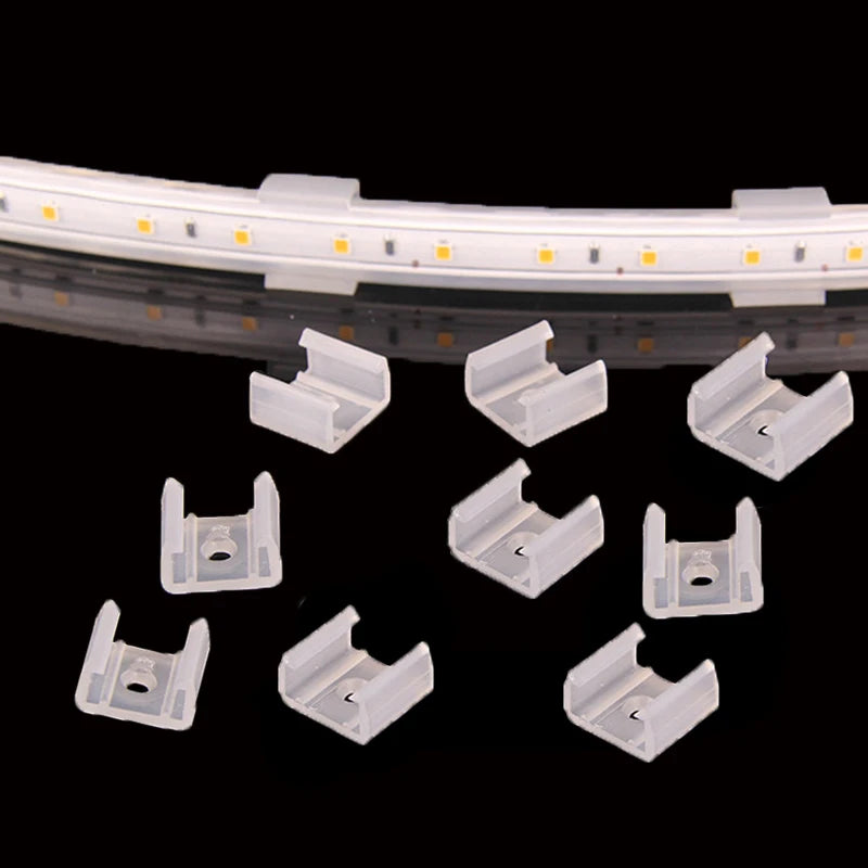 rubans led flexibles transparents blancs clips fixation moderne 12v fcc