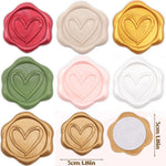 timbres cire coeurs classiques adhésifs rouge beige doré vert rose blanc