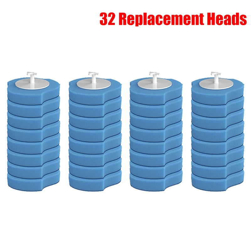 brosse toilette jetable 32 têtes remplacement moderne blanc bleu rond souple opaquet