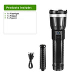 lampe poche rechargeable led ultra lumineuse résistante l'eau trépied banque d'alimentation