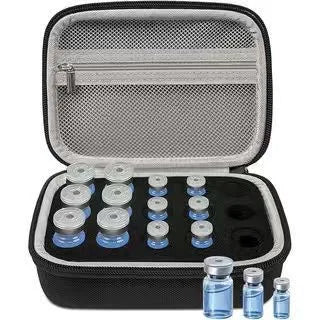 rangements réutilisables flacons médicaments violet rose bleu noir opaques pratique compact 10emplacements