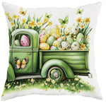 taies d'oreiller lapins pâques fleurs printemps coussin maison polyester blanc vert