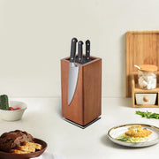 rangement couteaux bois acacia marron moderne trois couteaux insert mousse noire minimaliste