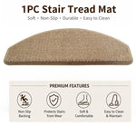 tapis d'escalier moderne antidérapant 15 pièces adhésif beige clair texture tissée polyester