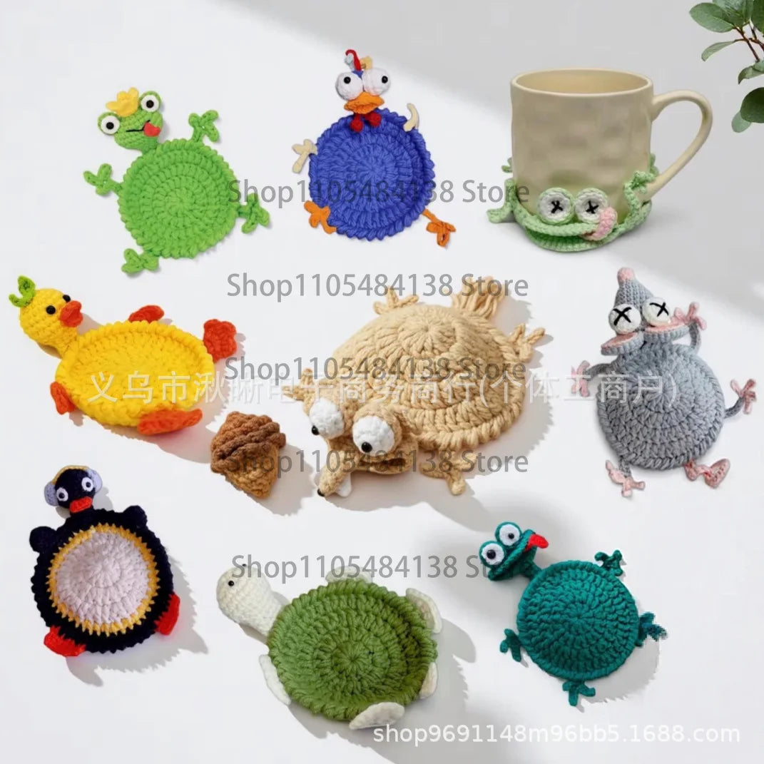 coasters crochetés motif animaux multicolores créatifs respectueux environnement tapis coussinets moderne