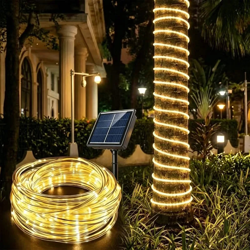 guirlande lumineuse solaire blanc chaud filament led moderne piquetextérieur étanche ip65 abso led