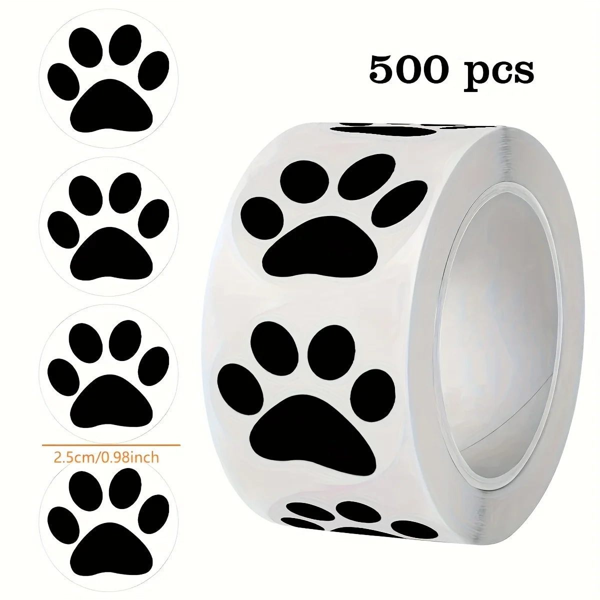 autocollants pattes animaux blanc noir adhésifs décoration anniversaire étiquettes cadeaux simples modernes 500 pièces