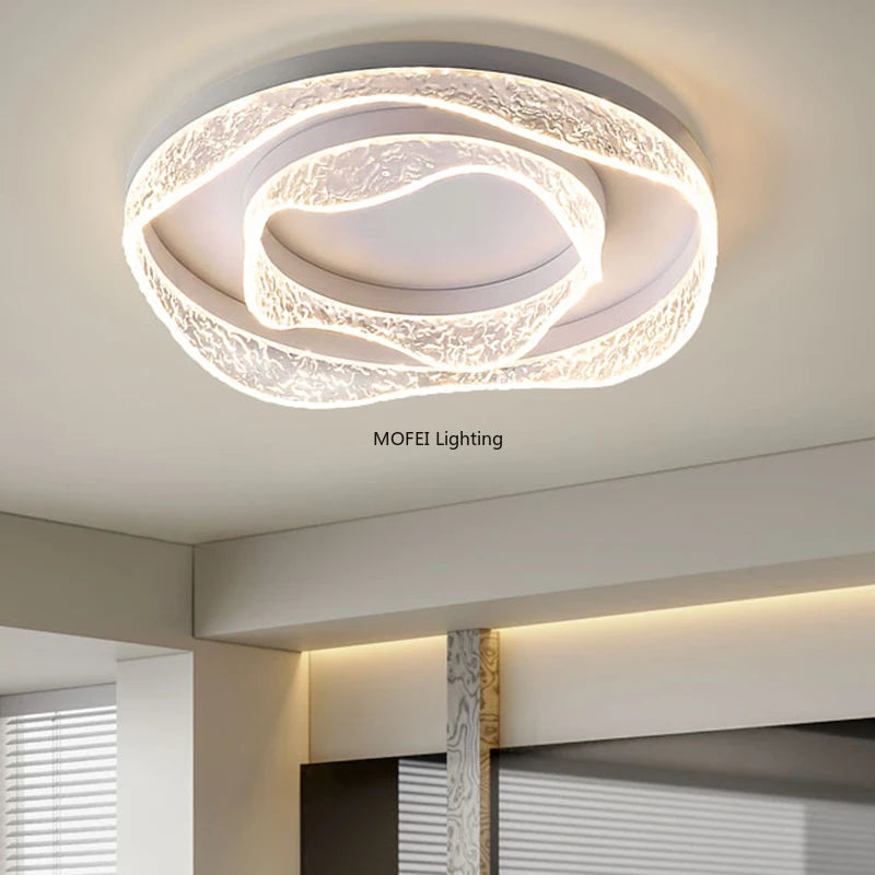 plafonnier led moderne blanc noir texture cristaux éclairage intérieur salon chambre coucher