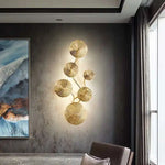 Applique murale dorée feuilles stylisées éclairage contemporain ampoules LED cuisine chambre coucher entrée