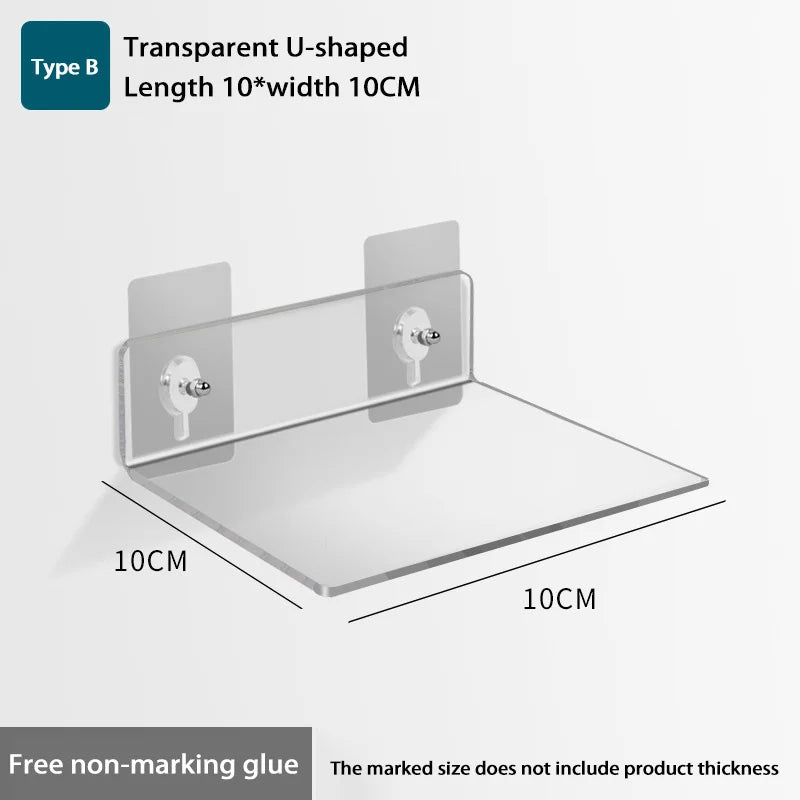 étagère murale acrylique transparente autocollante salle bain cuisine rangement moderne amovible