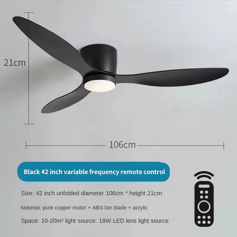 ventilateur led moderne télécommande blanc bois noir minimaliste