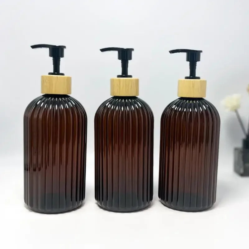 distributeur savon liquide noir transparent rayures moderne élégant 500ml Pompe bouchon bois