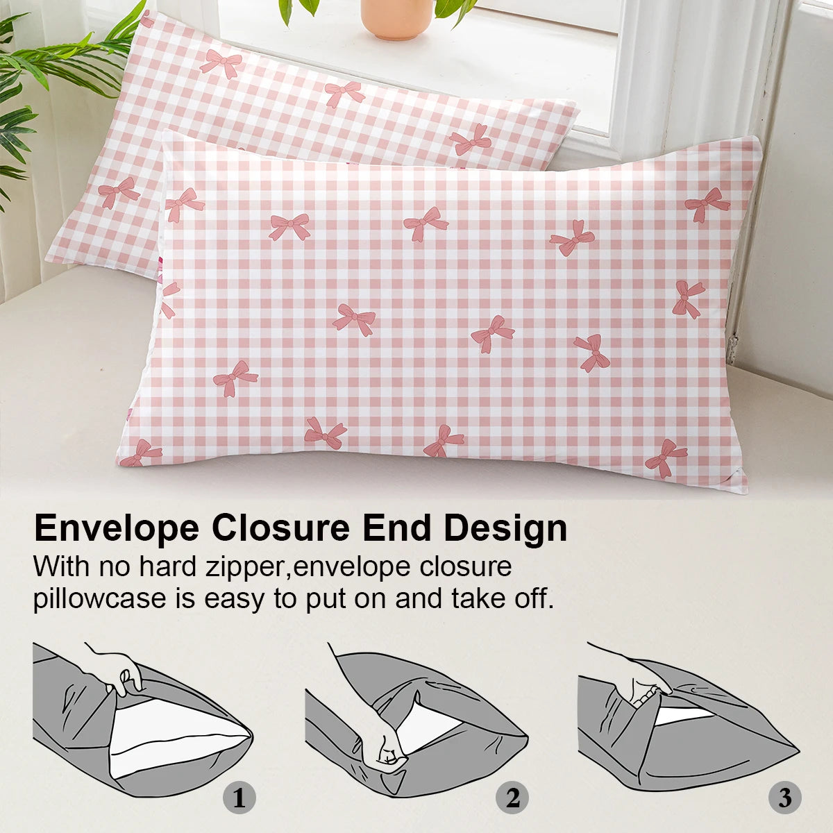 housse couette carreaux nœuds rose blanc moderne literie polyester douce 135x200cm 150x200cm 160x220cm