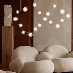 lustre suspension moderne blanc verre opalescent rond salon salle manger dimmable