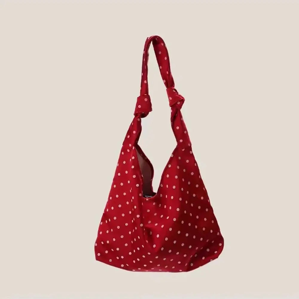 sac bandoulière toile pois décontracté sac fourre tout sangle nouée bohème sac main polyvalent
