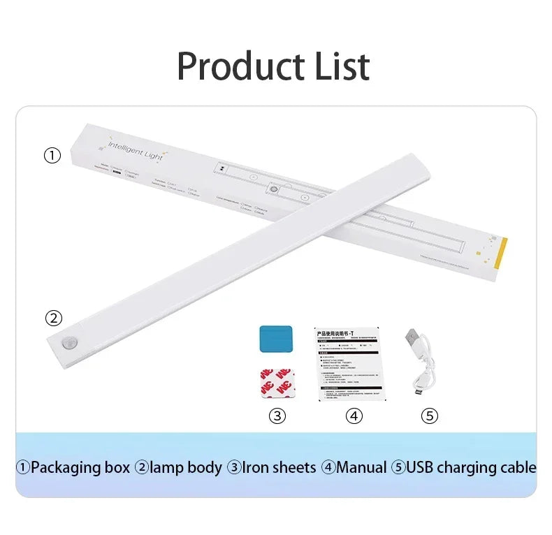 lampe sous cuisine led rechargeable 30cm adhésif blanc moderne 5v usb