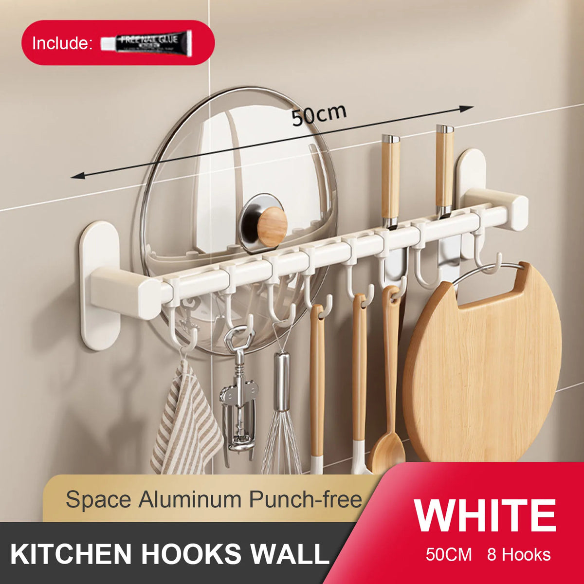 porte couteaux adhésif moderne sac main cuillères cuisine rangement blanc couteaux pinceaux pot grille
