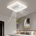 ventilateur led moderne sans pale blanc minimaliste télécommande lumineuses intégrées chambre salon