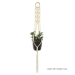 support plante suspendue macramé blanc artisanal anneaux métalliques pot inclusion 90cm 105cm 155cm