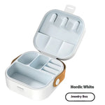 boîte rangement bijoux portable haute capacité simili cuir blanc marron silicone lavable moderne compact