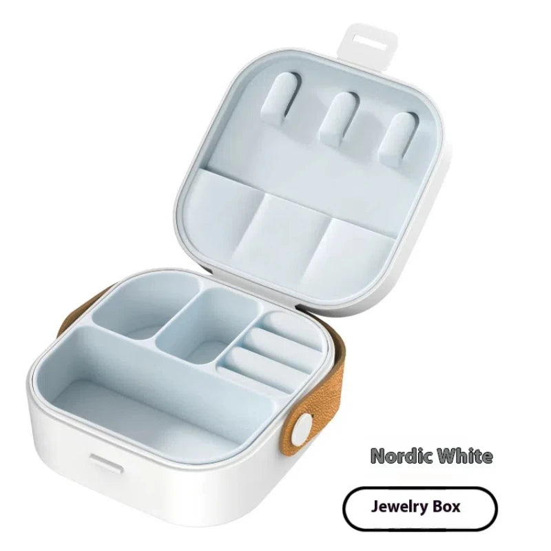 boîte rangement bijoux portable haute capacité simili cuir blanc marron silicone lavable moderne compact