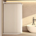 rideau douche pliable moderne beige clair rayures verticales opacité aimants