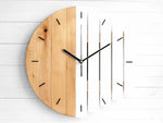 horloge murale bois abstraite moderne visage unique fixations sans tic tac