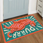 tapis moderne tigre stylisé vert orange rouge noir blanc 30x50cm 40x60cm 50x80cm