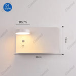 lampe murale moderne noire blanche tablette prise électrique câble charge contrôle
