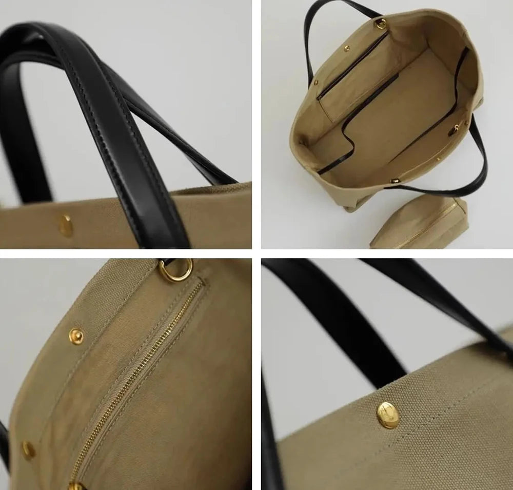 sac main toile beige bandoulière ajustable poches intérieures quatre saisons moderne chic