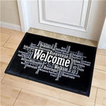 tapis d'entrée moderne bienvenue multilingue noir résistant antidérapant minimaliste