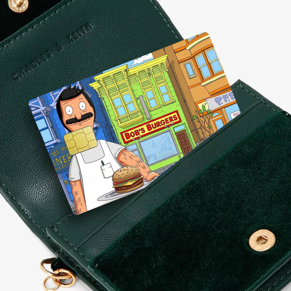 sticker adhésif carte crédit dessin animé bob's burgers the movie waterproof réutilisable bleu jaune