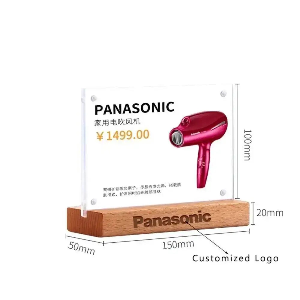 porte menu moderne acrylique bois clair fixation transparent support documents vertical horizontal