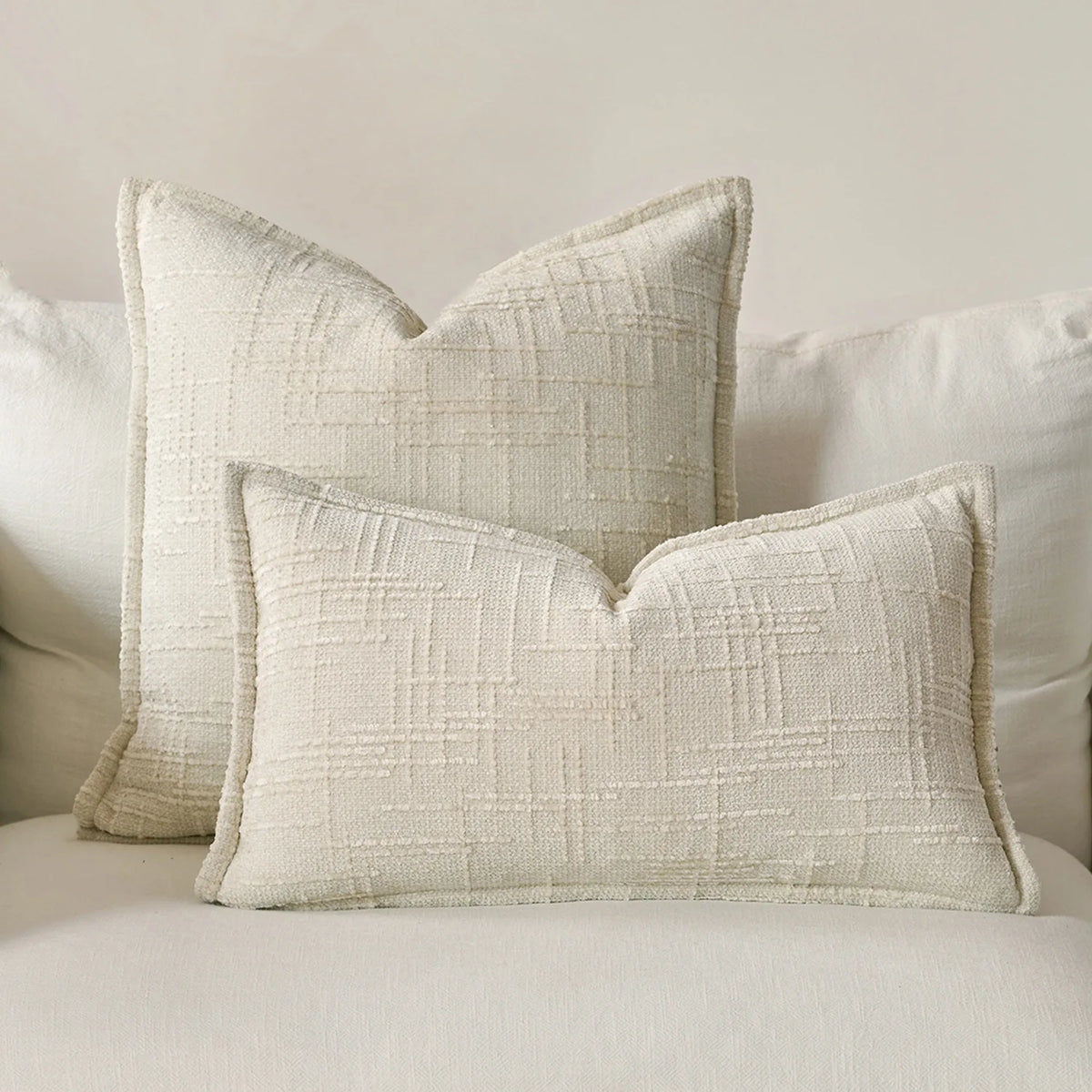 taies d'oreiller chenille gris beige motif solide contemporain non toxique dimension 45x45cm decoration maison