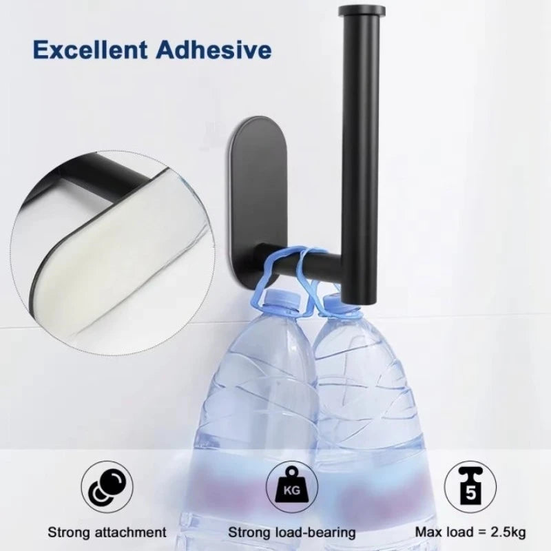 porte serviettes papier noir adhésif moderne salle bains papier toilette cuisine rouleau support étanche
