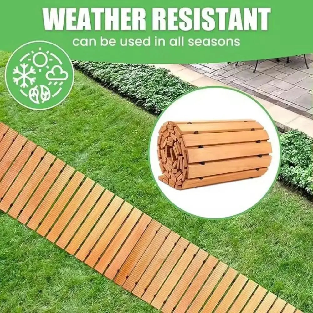 allée jardin bois clair rustique naturelle extérieure résistante intempéries facile installerrollable