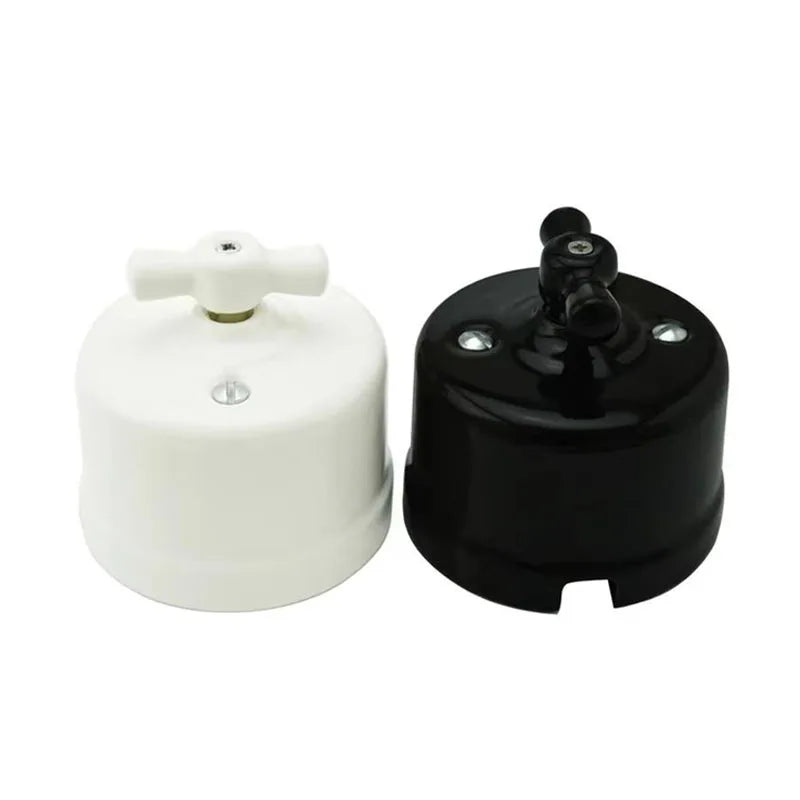 interrupteur rotatif cuivre blanc noir marron mat moderne vis fixation