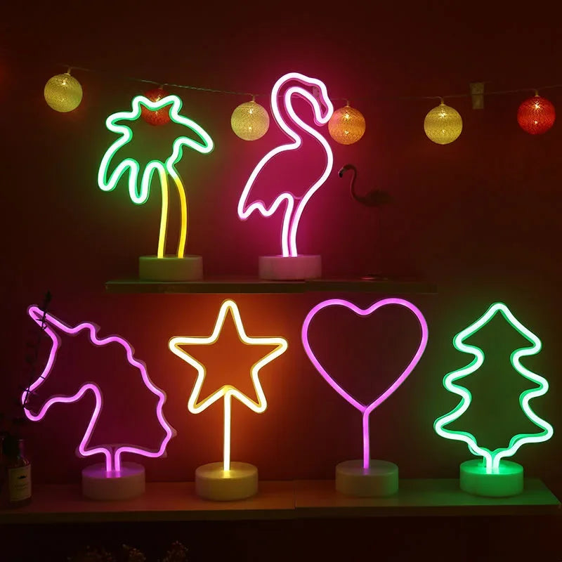 néon lumineux coeur rose veilleuse chambre vacances moderne déco