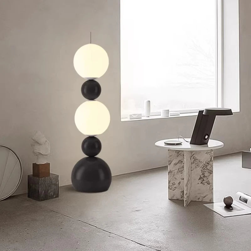 lampe sol moderne led rouge blanche noire sphères minimalistesintérieur décoration chambre salon
