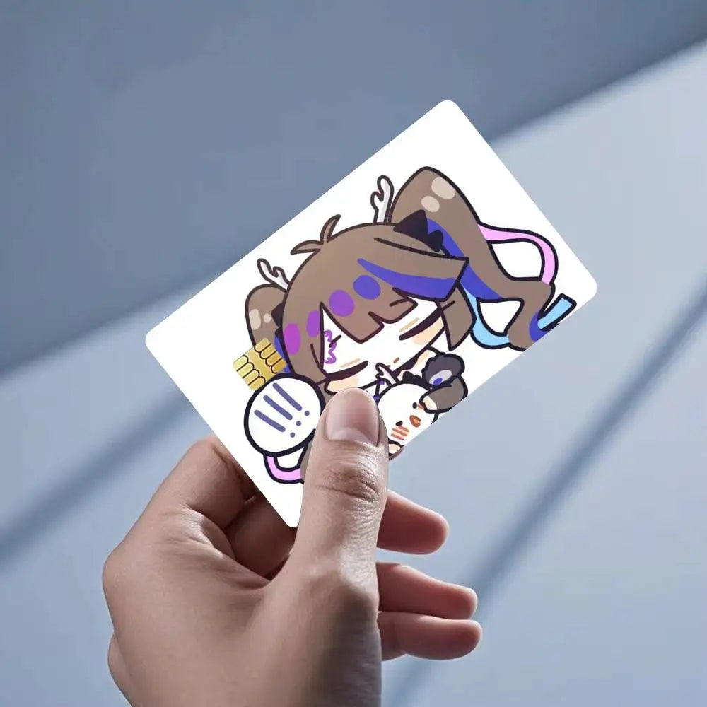 autocollants protection cartes credit debit dessin anime multicolore animaux personnages réutilisables