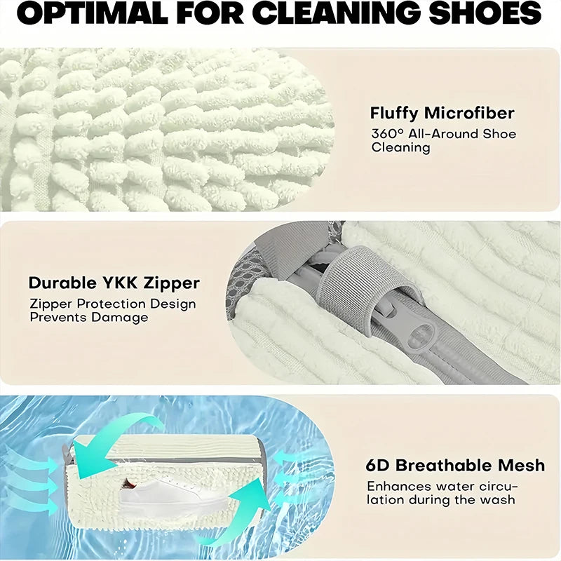 sacs lavage chaussures réutilisables côtelés intérieur duveté couleurs jaune gris blanc moderne