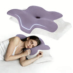 coussin sommeil gris foncé texture douce contour ergonomique support cervical nuit relaxation confortable
