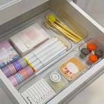organiseur tiroir transparent moderne compartiments cosmétiques papeterie pinceaux bouteilles autocollants