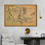 carte murale vintage cartographique toile beige nature morte sans cadre 30x40cm