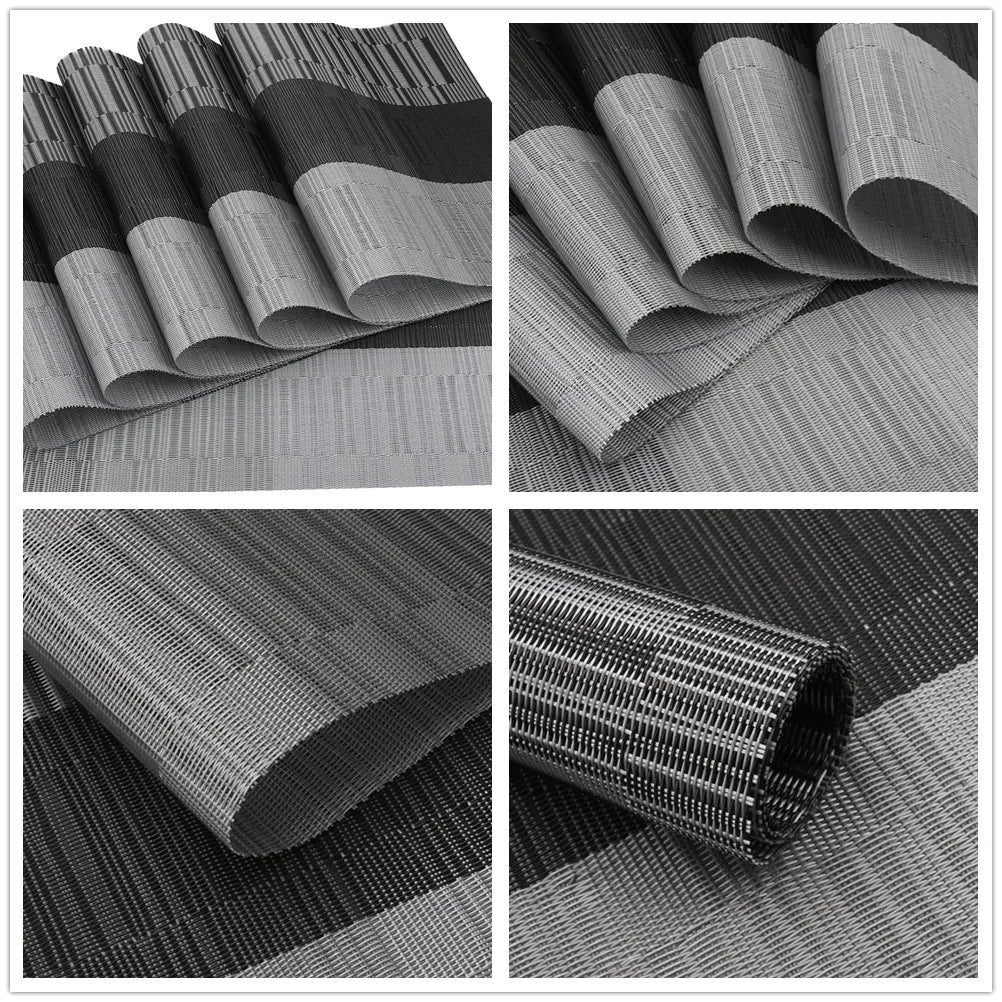 serviettes table modernes gris noir rayures horizontales adhésives faciles nettoyer pièces 12 cercles