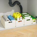boîtes rangement pliables plastique moderne beige poignées boucles ridées stockage multifonctionnel